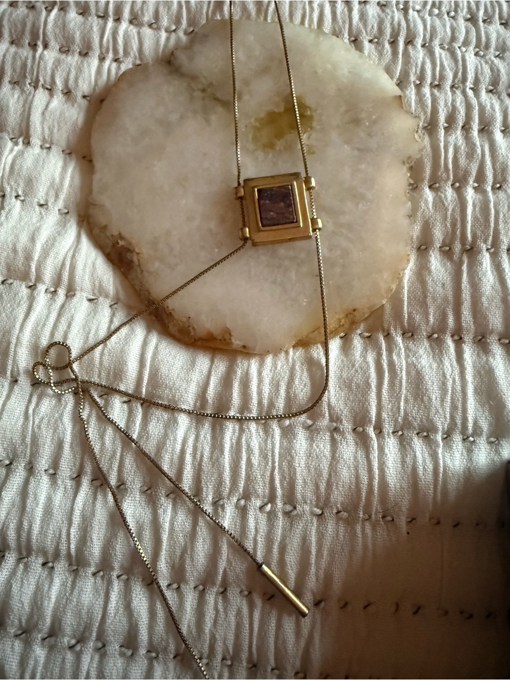 Madewell Gold Square Pendant Lariat Necklace - Women Jewelry